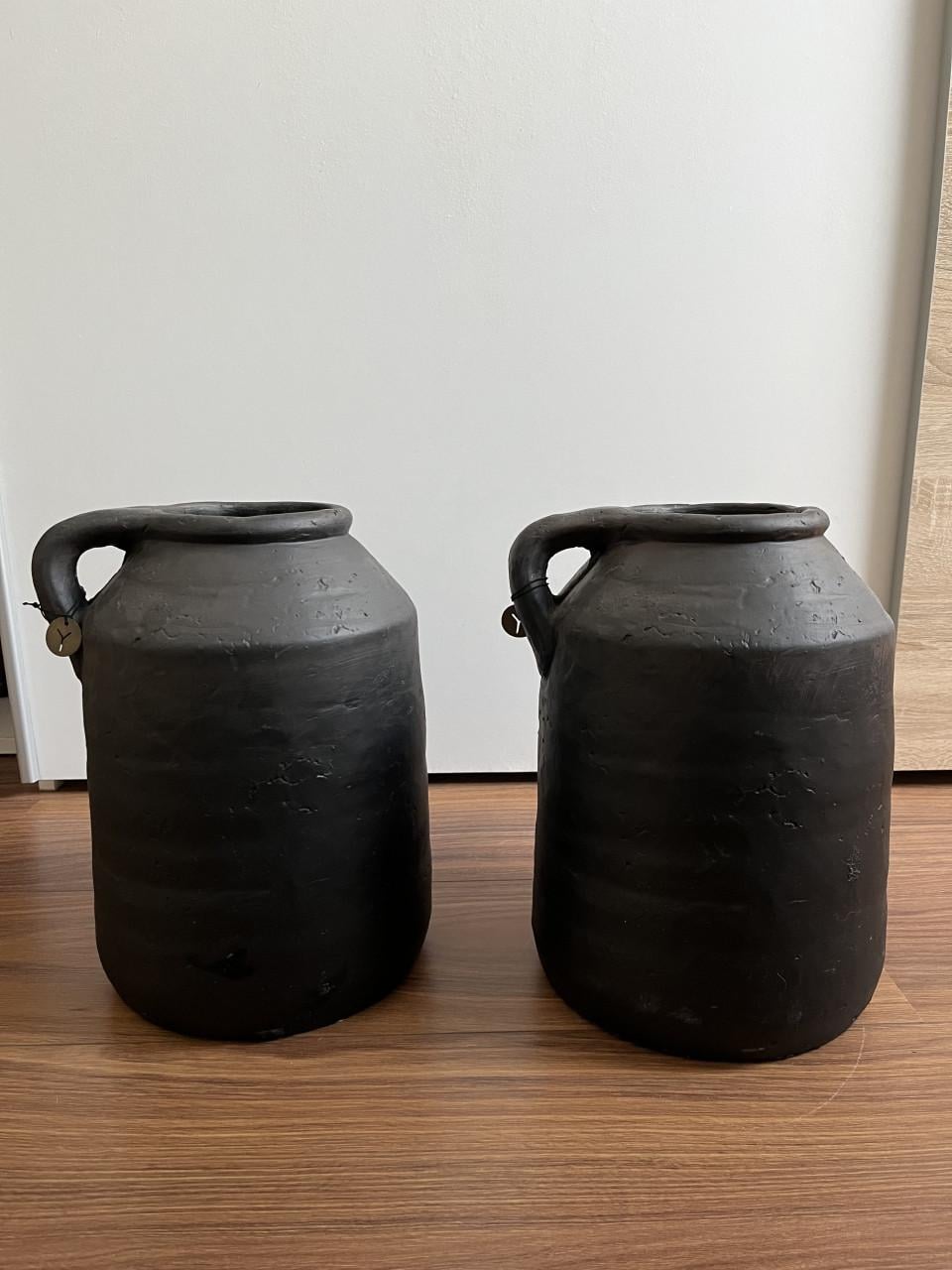 Zwarte stenen vazen (set van 2)