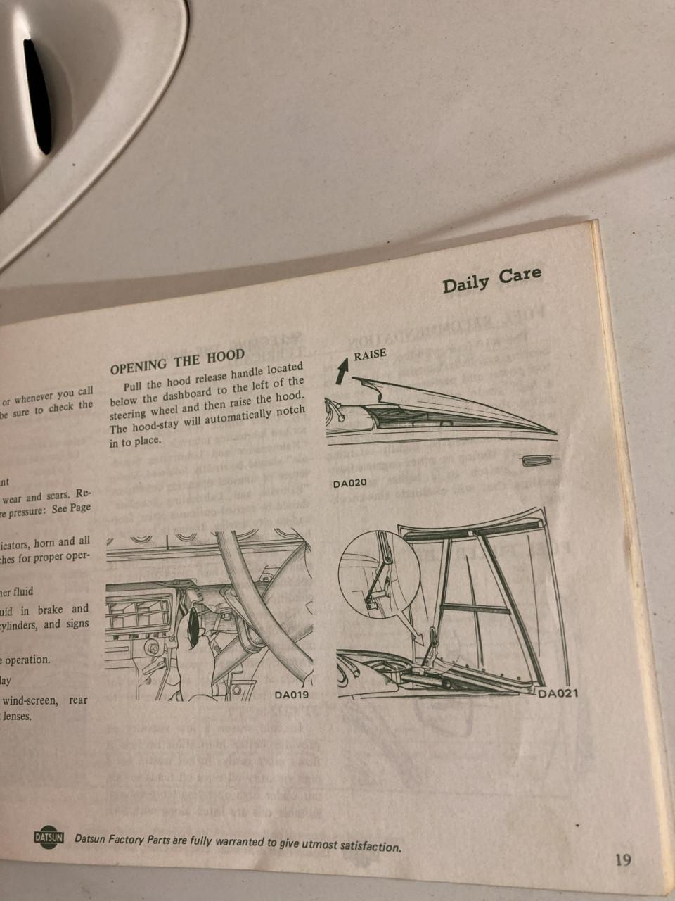 Instructieboekje Datsun 100A  1971