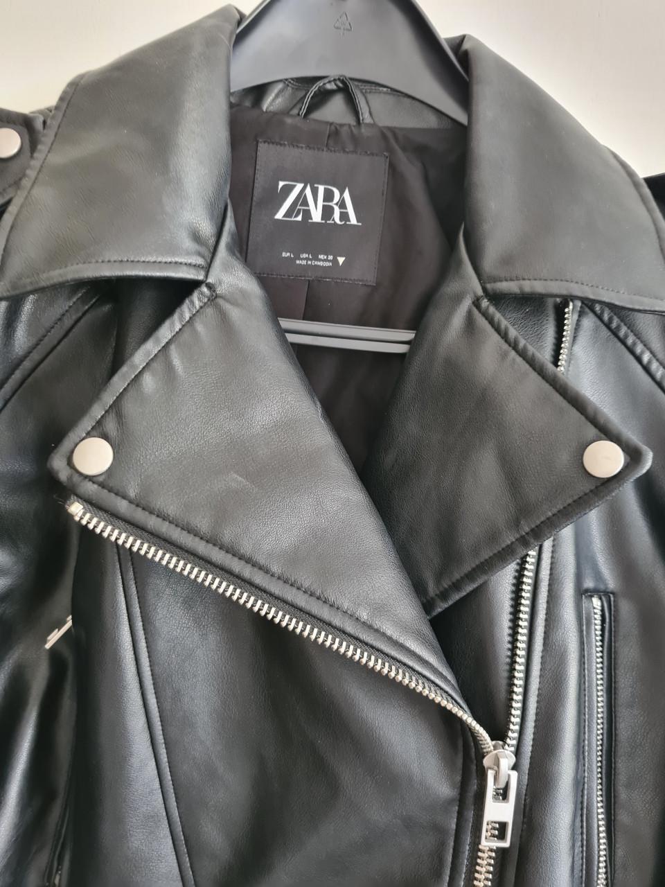 Zara zwart leer bikerjasje Maat L