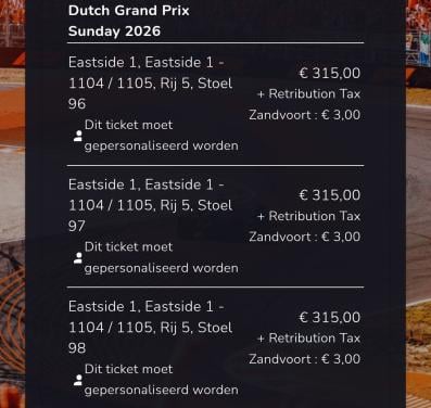Kaartjes Dutch GP zondag tickets