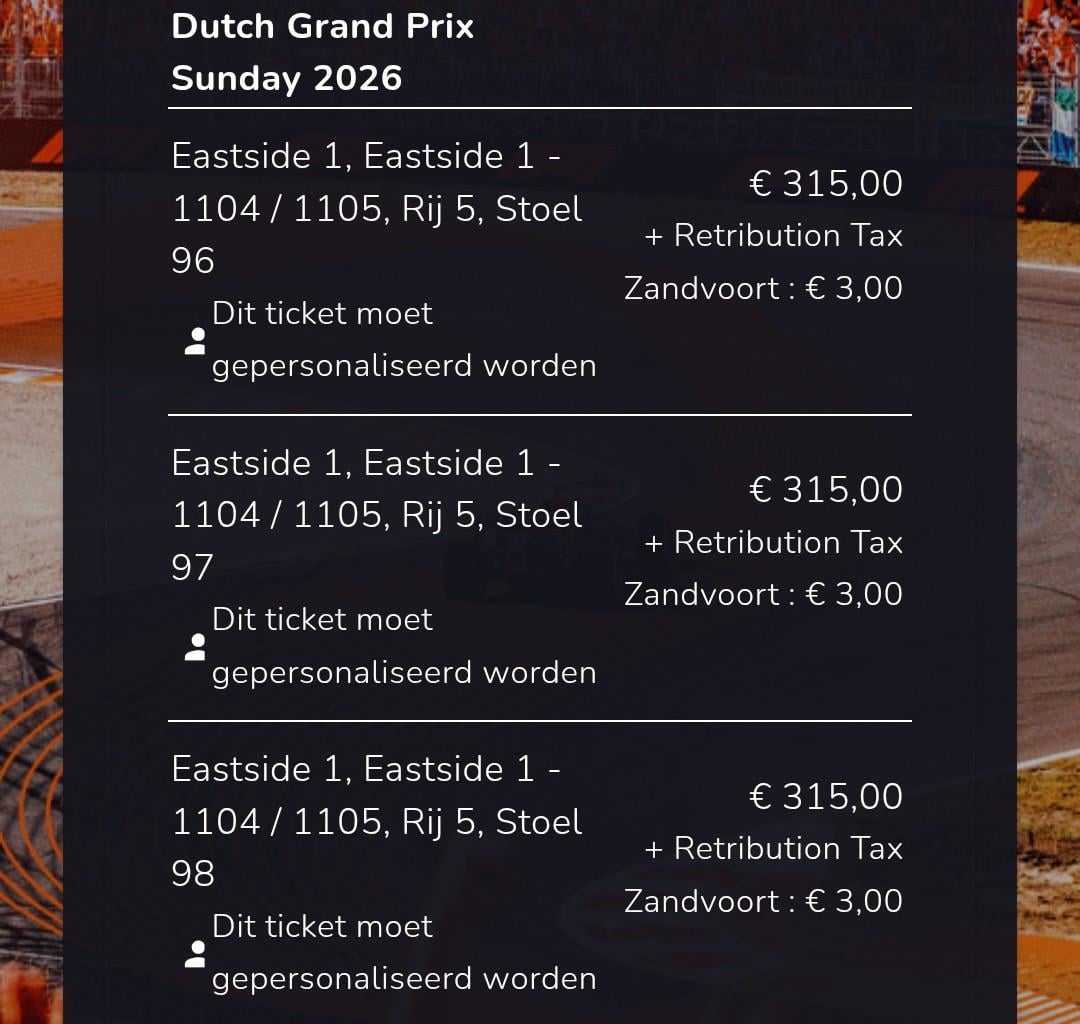 Kaartjes Dutch GP zondag tickets