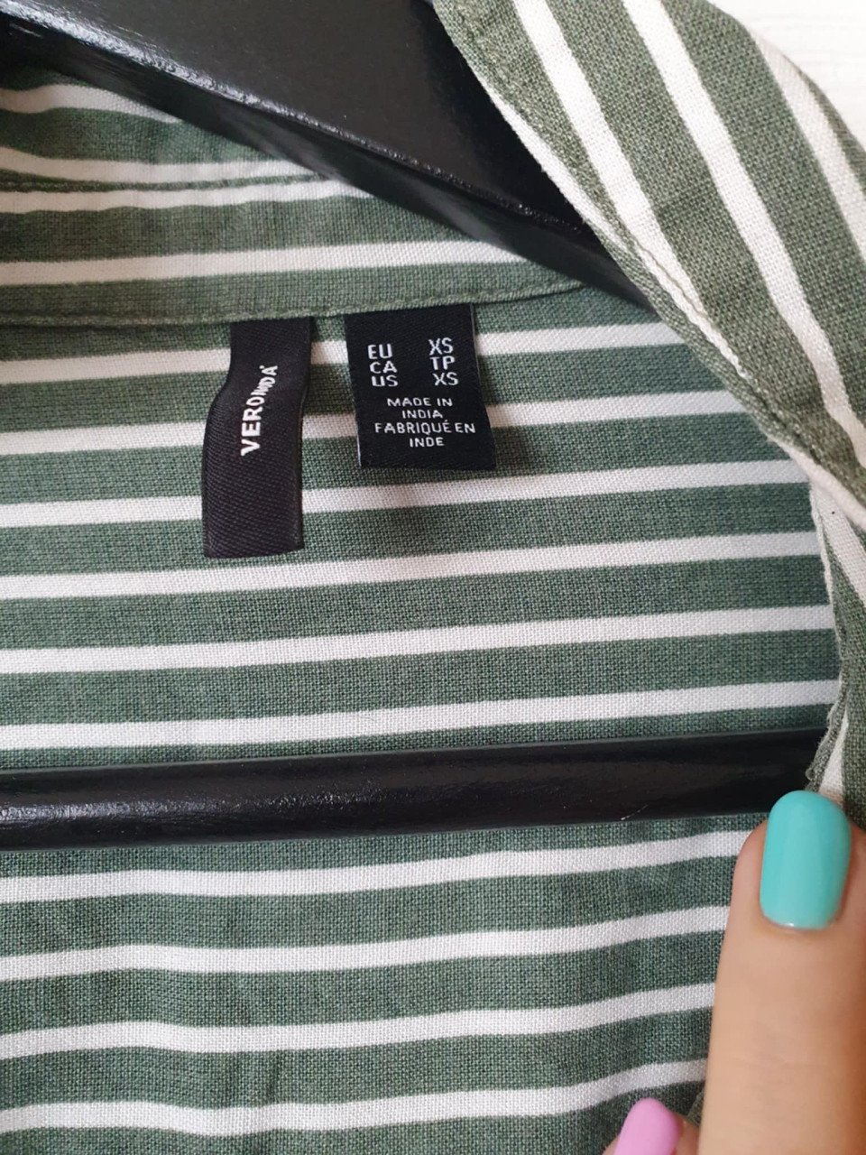 Groen met wit gestreept blousejurkje maat XS
