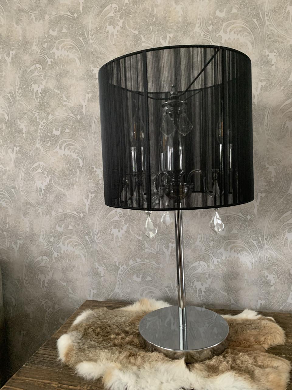 Tafellamp chroom met zwarte kap