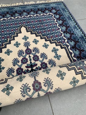 💙Schitterend Sfeervol Blauw Handgeknoopt Vintage Vloerkleed💙