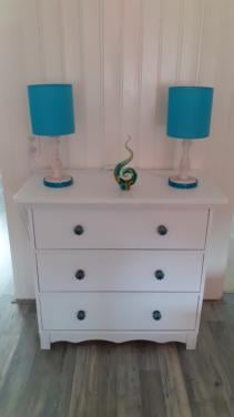2 Tafellampjes wit met blauw