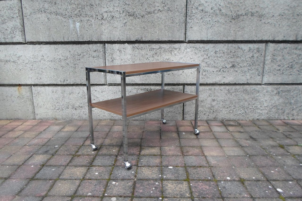 Vintage Trolley Hout Chroom