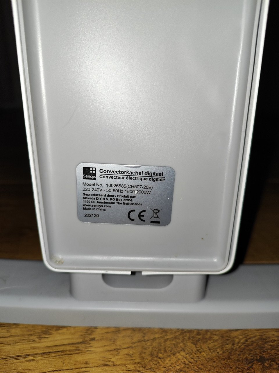 Sencys convectorkachel digitaal 2000 watt