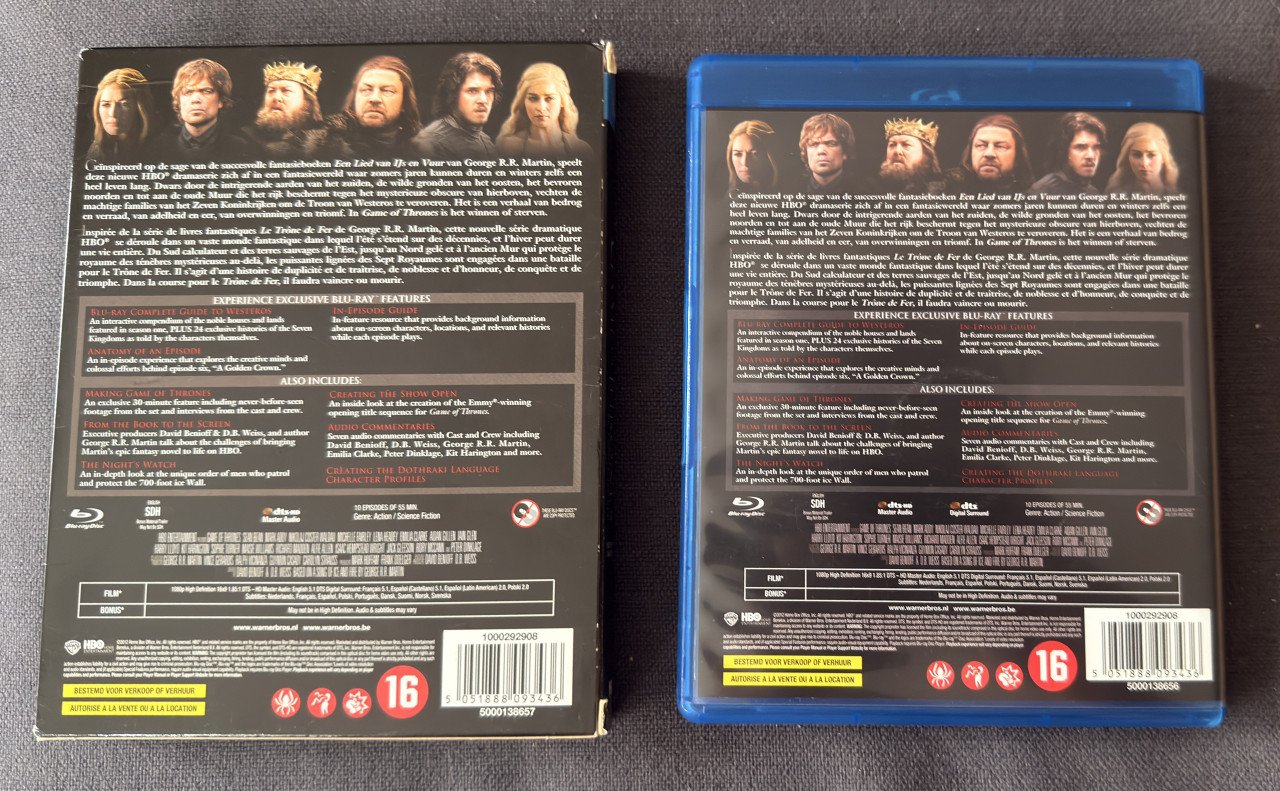 Blu-Ray Game of Thrones seizoen 1,2,4 en 5