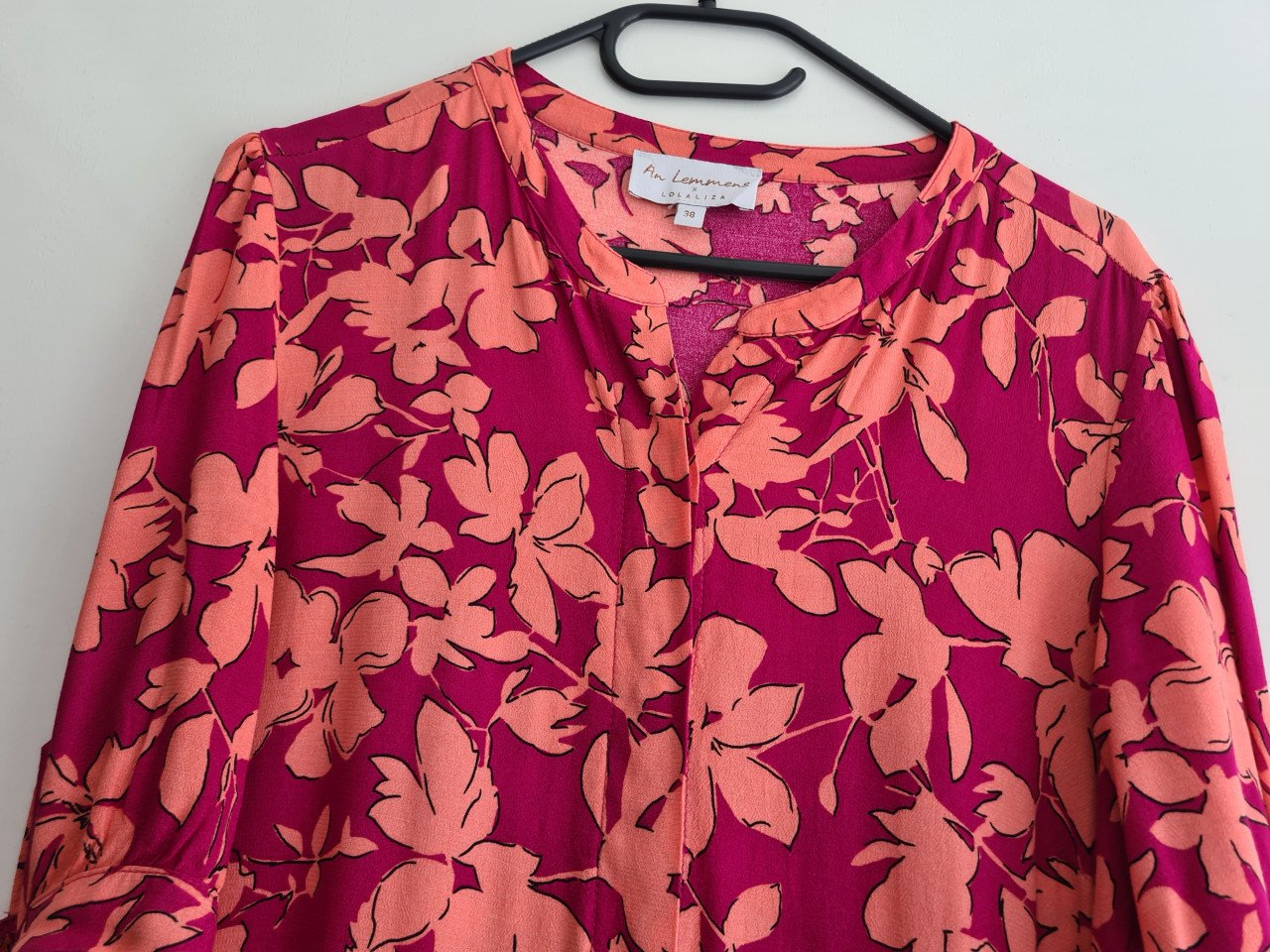 Fuchsia / oranje maxi jurk van An Lemmens X LOLALIZA Met 3/4 mouwen  Maat M