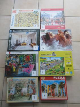 8 verschillende volledige leuke puzzels van 1000 stukjes, zgan