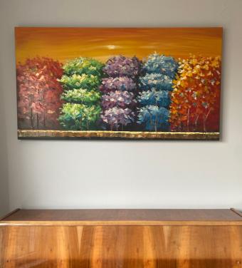 Prachtig olieverf schilderij (130x70 cm) van Deense kunstenaar