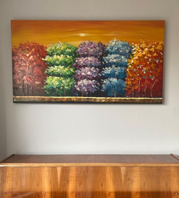 Prachtig olieverf schilderij (130x70 cm) van Deense kunstenaar