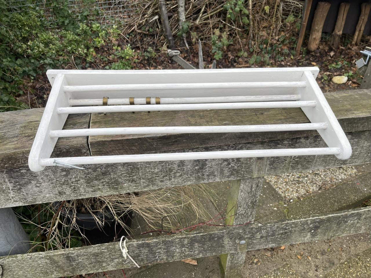 Pannen-handdoekrekje , wit - antiek