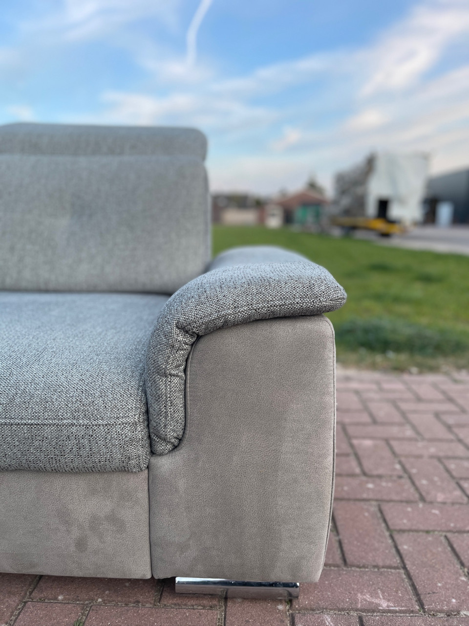 GRATIS LEVERING HEEL NL Moderne Grijs Stoffen Hoekbank + Slaapfunctie