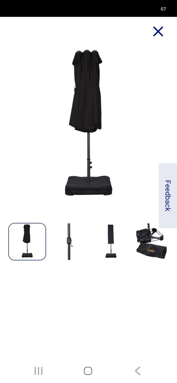 Antraciet dubbele parasol 4,6 m lang , 2,6 m breed en 1,8 m hoogg