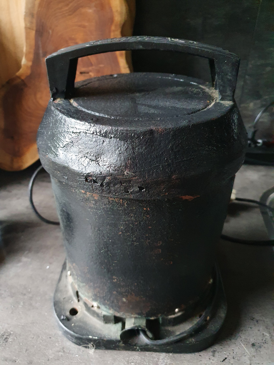 Mooie antieke grote scheepslamp van glas en ijzer, made in germany..
