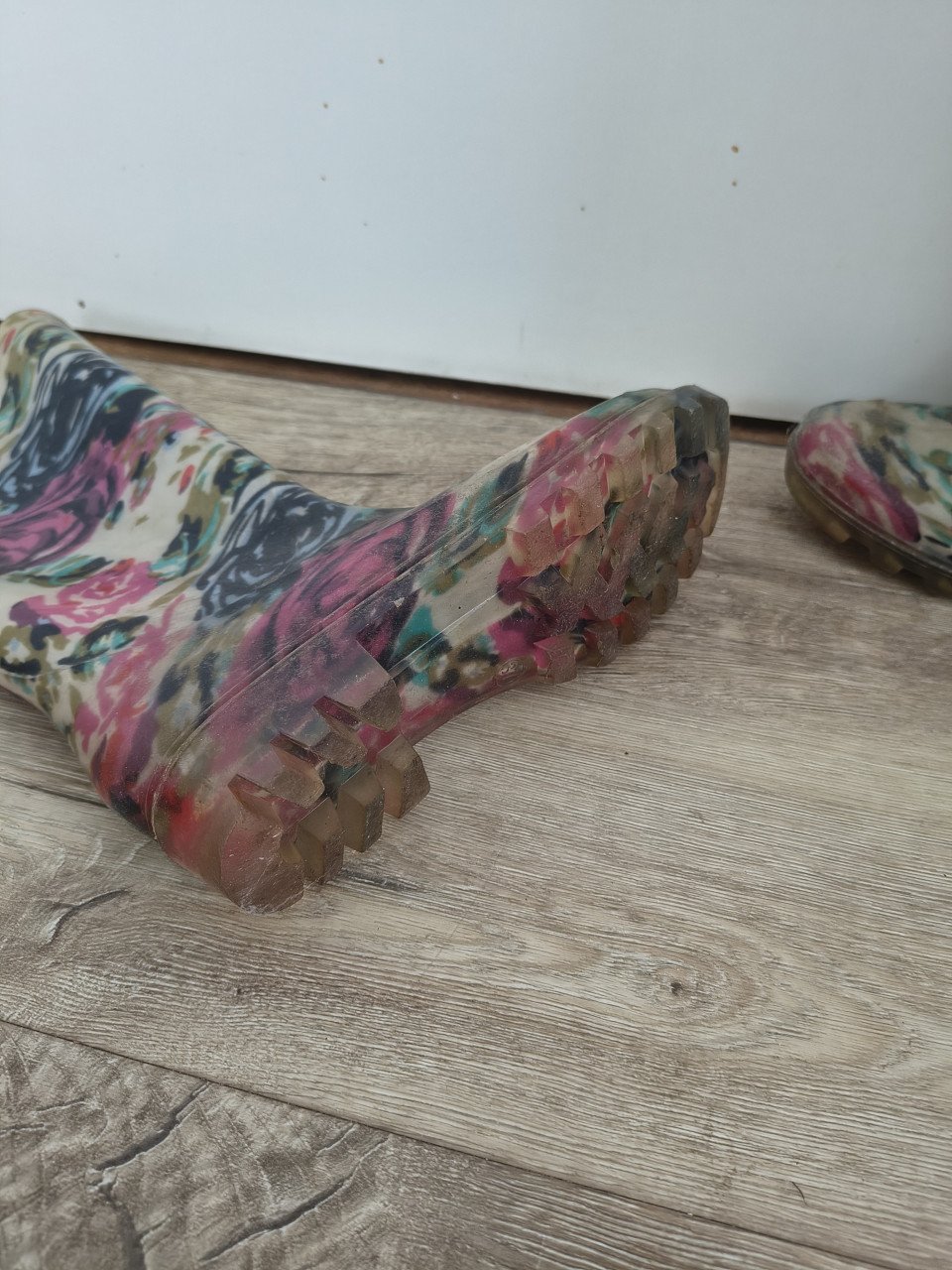 Mooie blauw roze regenlaarzen, bloemetjes laarzen, maat 37.