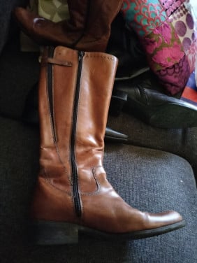Bruine leren hoge laarzen maat 41