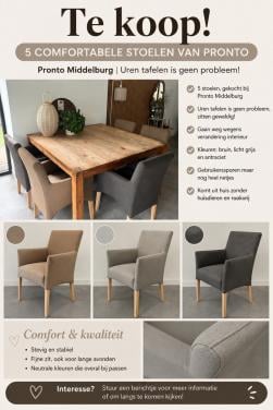 5 eetkamerstoelen, Pronto