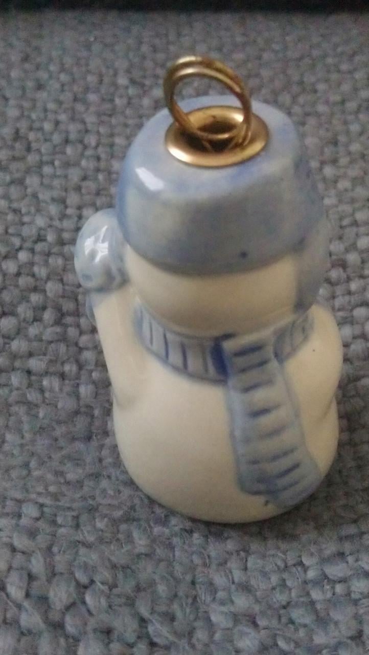 Kerst hanger keramiek sneeuwpop 7 cm