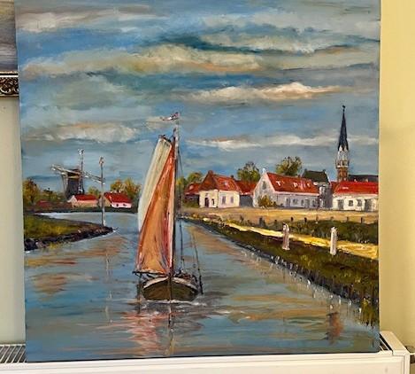 Schilderijen Jac Caljouw  Arnemuiden  werf in Arnemuiden