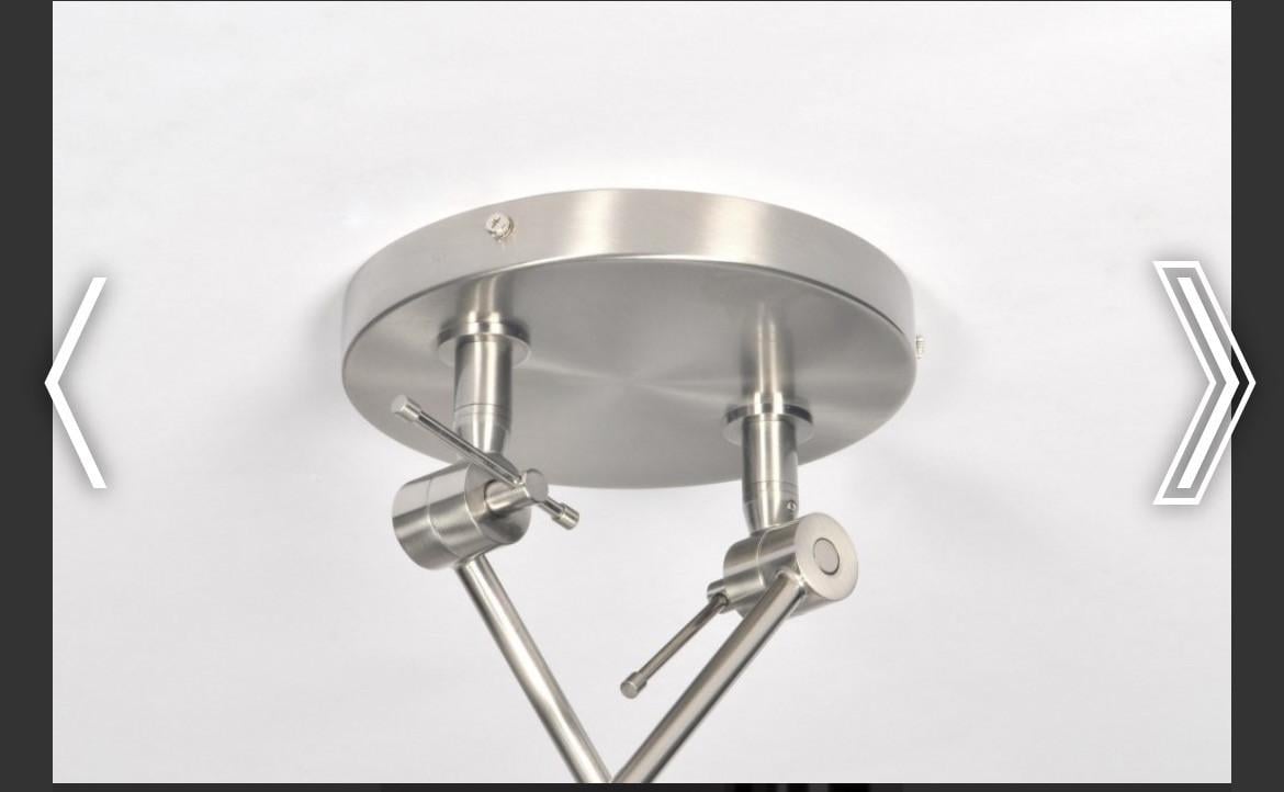 Rietveldlamp geschuurd staal plafond lamp met twee globes