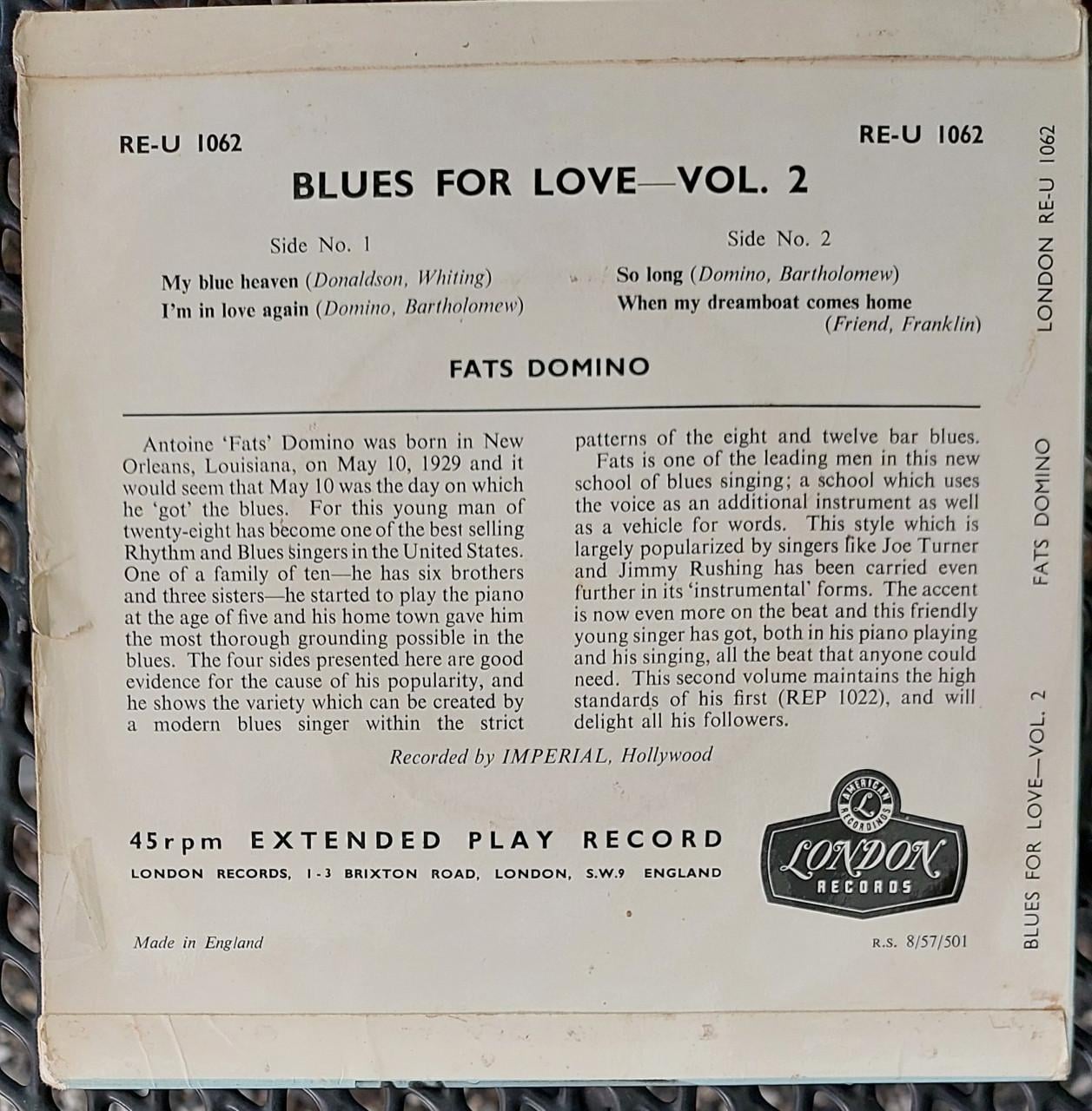 Fats Domino - Blues For Love  7"