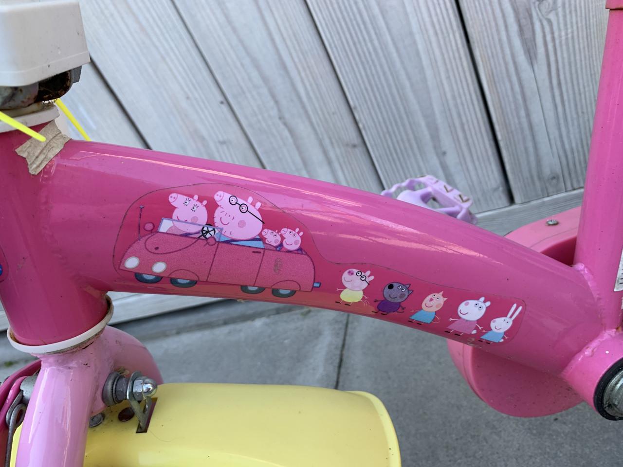 Roze kinderfiets met Peppa Pig 12inch met zijwieltjes