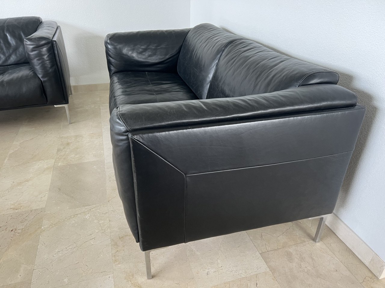 Bank zwart leer