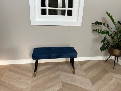 Zgan donkerblauw fluwelen bankje