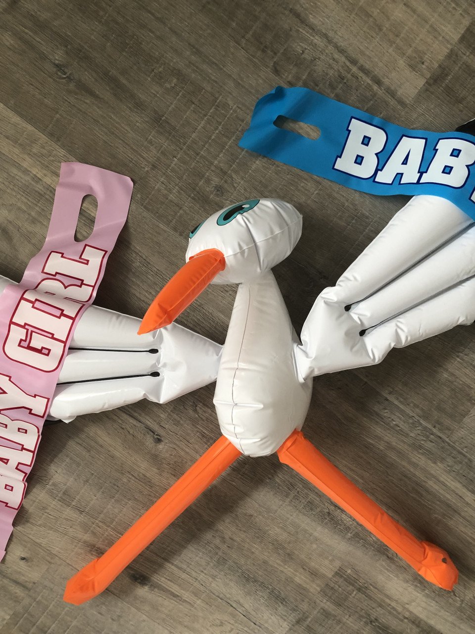 Opblaasbare ooievaar, geboorte: jongen/meisje!