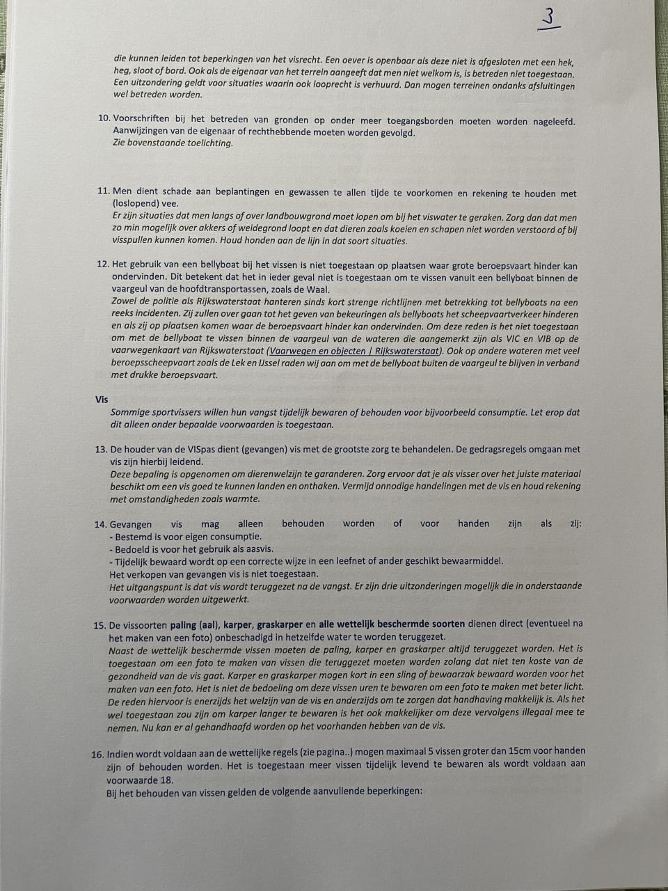 Nieuwe voorwaarden 2026/ 2027/ 2028 Sportvisunie zie foto's