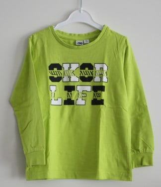 Felgeel shirt met tekst maat 104