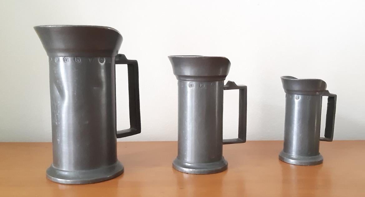 3 tinnen maatkannetjes