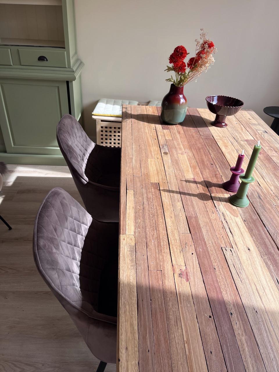 Eetkamerstoelen velours bruin