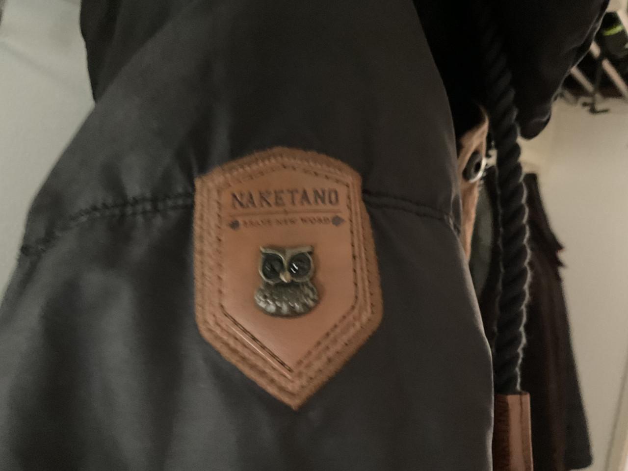 Zwarte Naketano lange dames winterjas met capuchon, mt 42/44, teddy voering