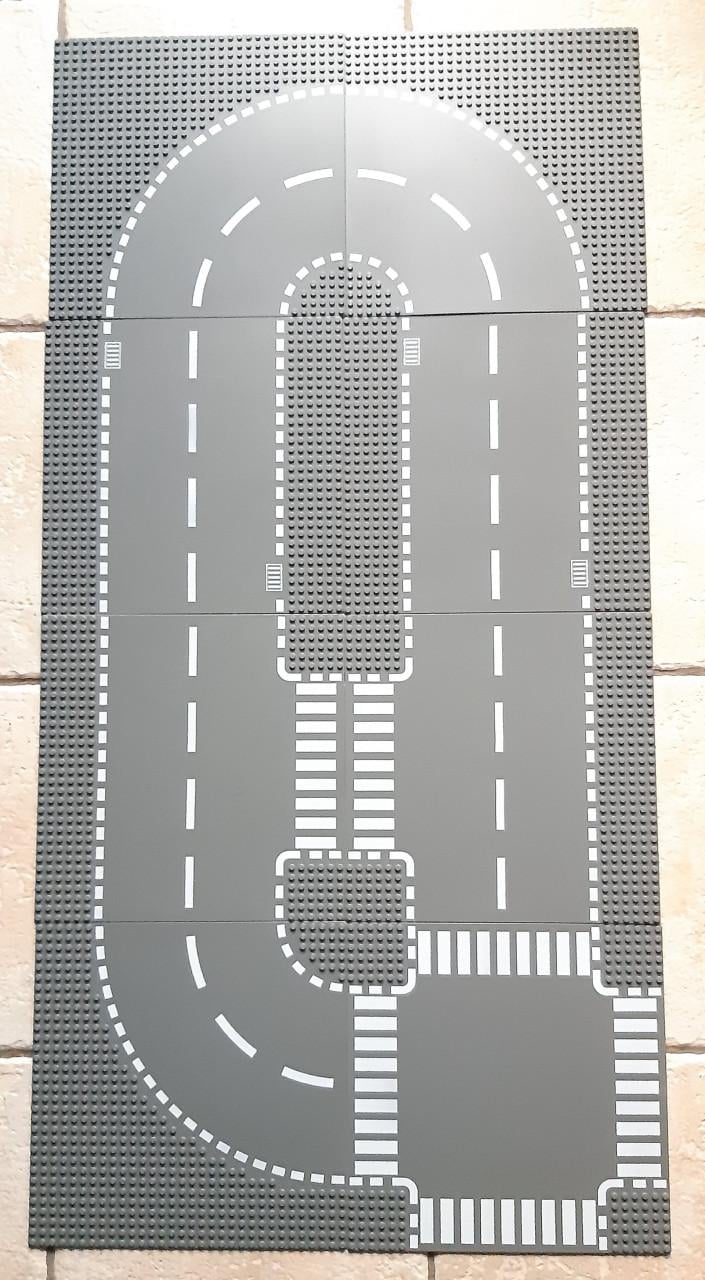 Lego City 2 wegplaten: 1 bocht + 1 T-weg
