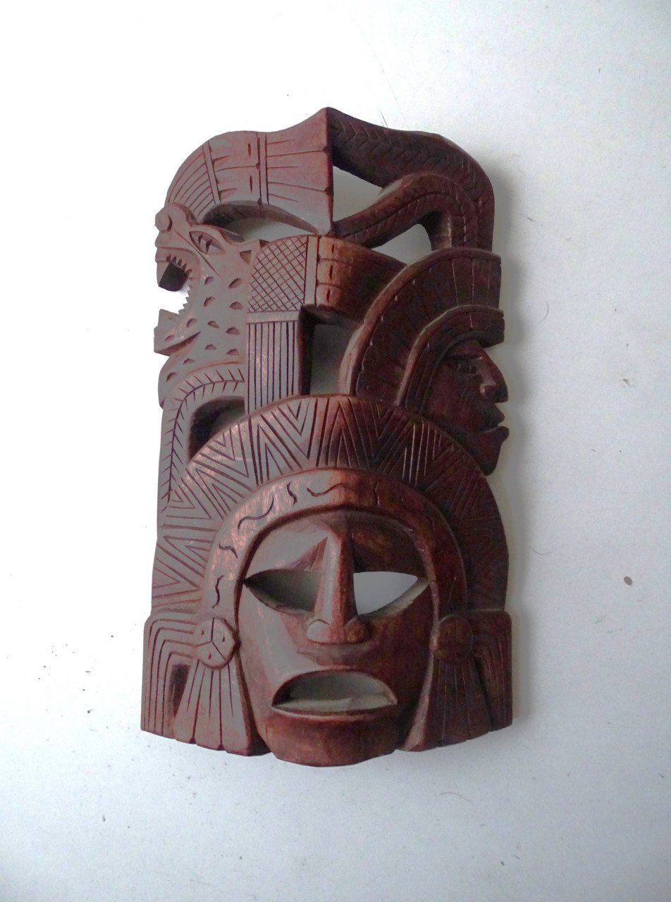 Houten Masker Maya Mexico Houtsnijwerk
