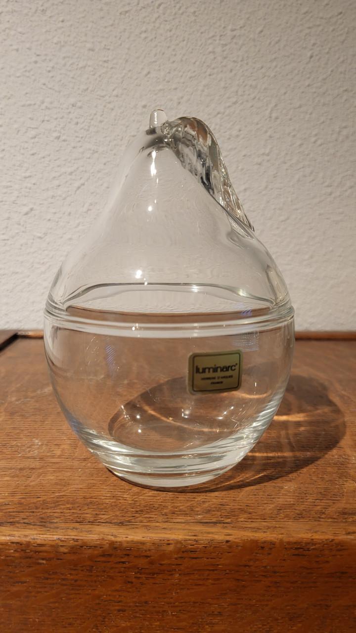 Vintage Luminarc (Verrerie d'Arques) glazen peer dekselpot