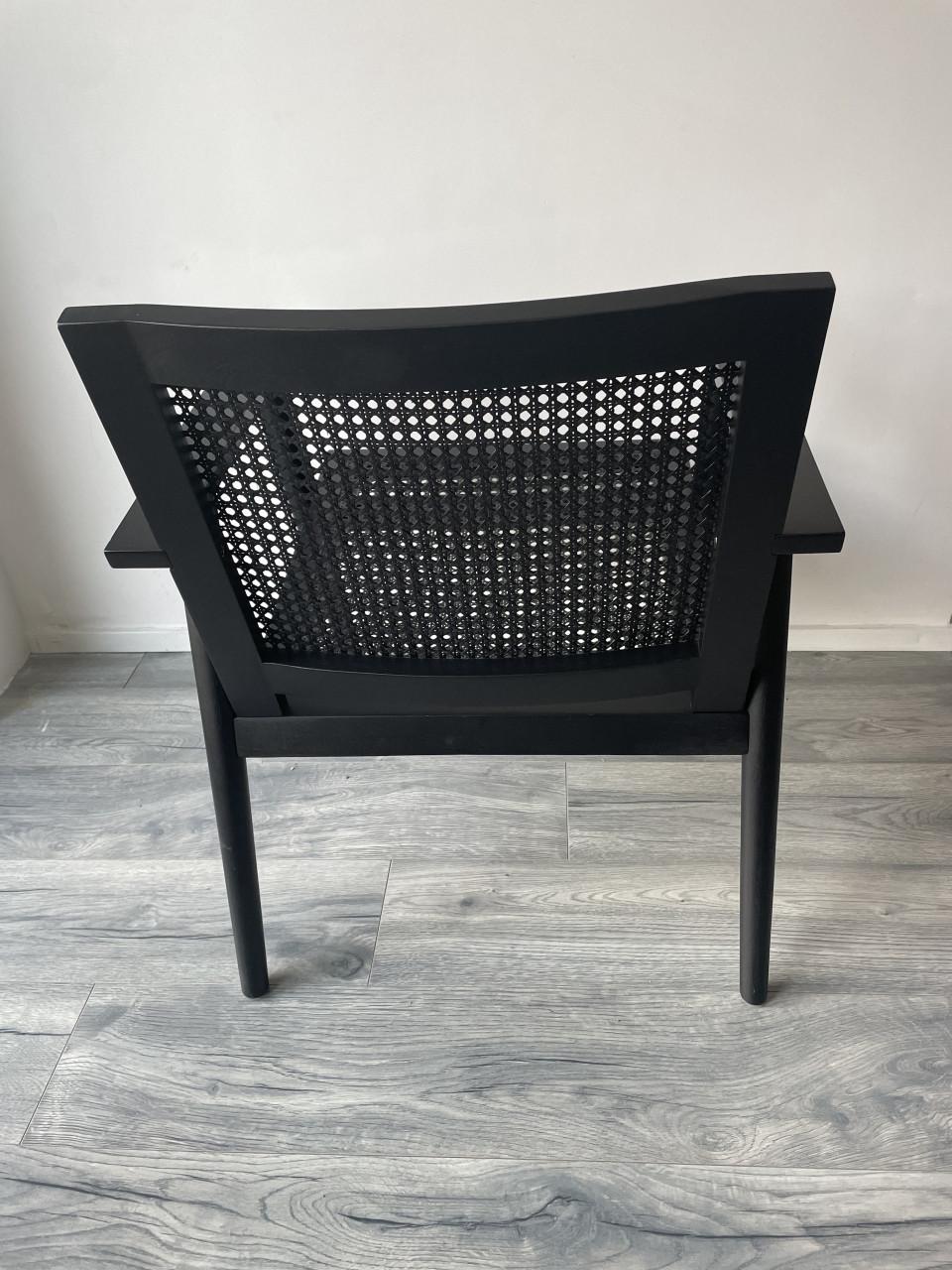Fauteuil stoel japandi hout zwart webbing