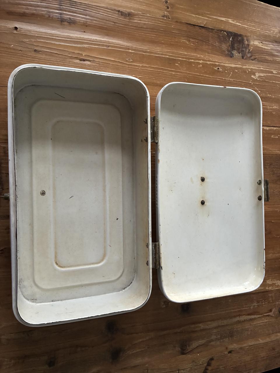 Antieke Emaille broodtrommel wit