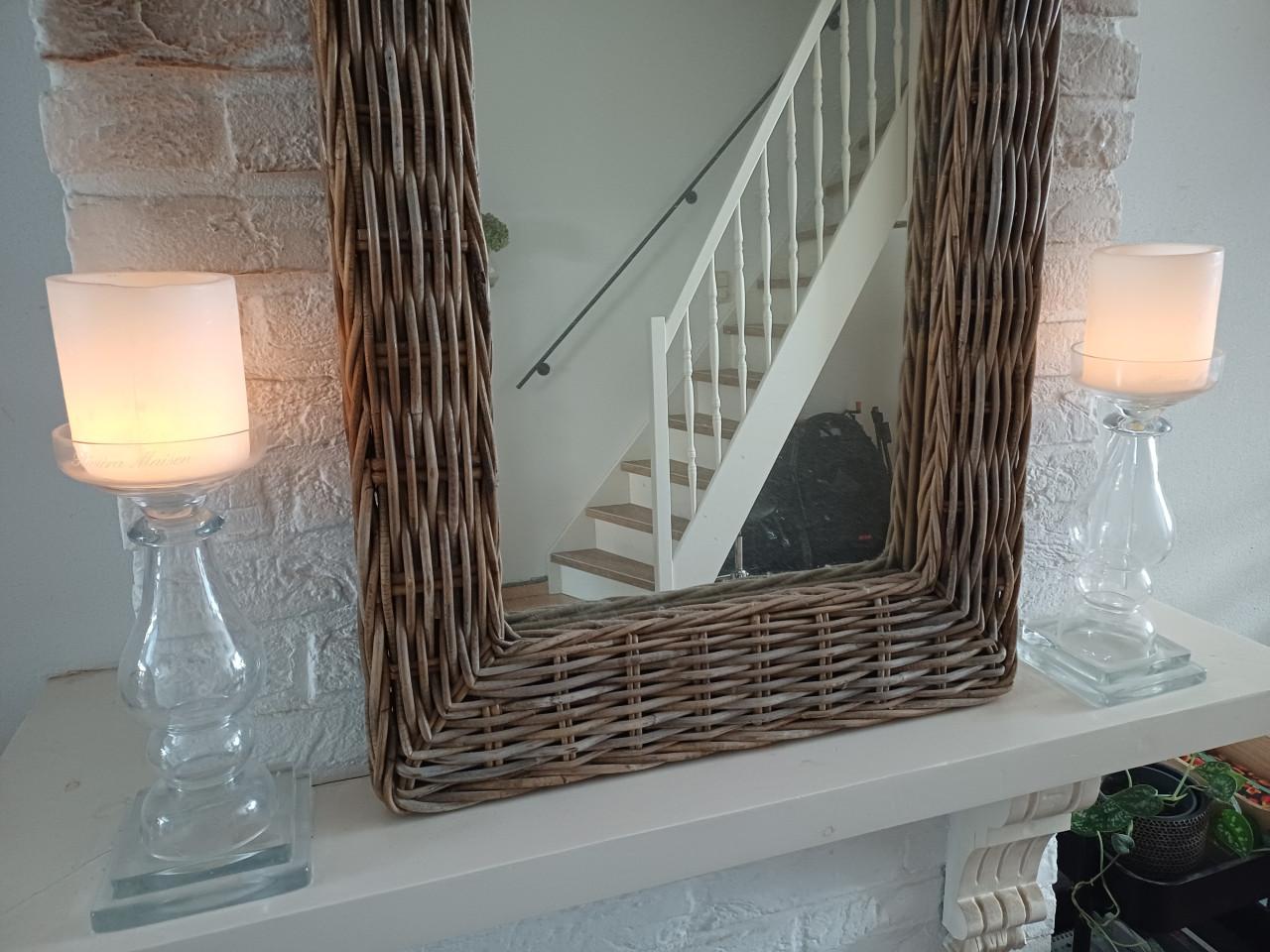 2 glazen Rivièra Maison kandelaars met GRATIS een (RM) mini stolp!