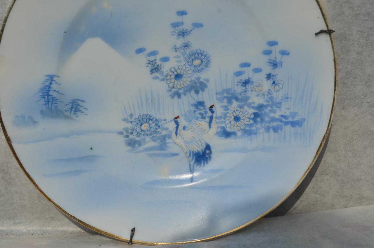 2 Japanse porseleinen bordjes Kraanvogels