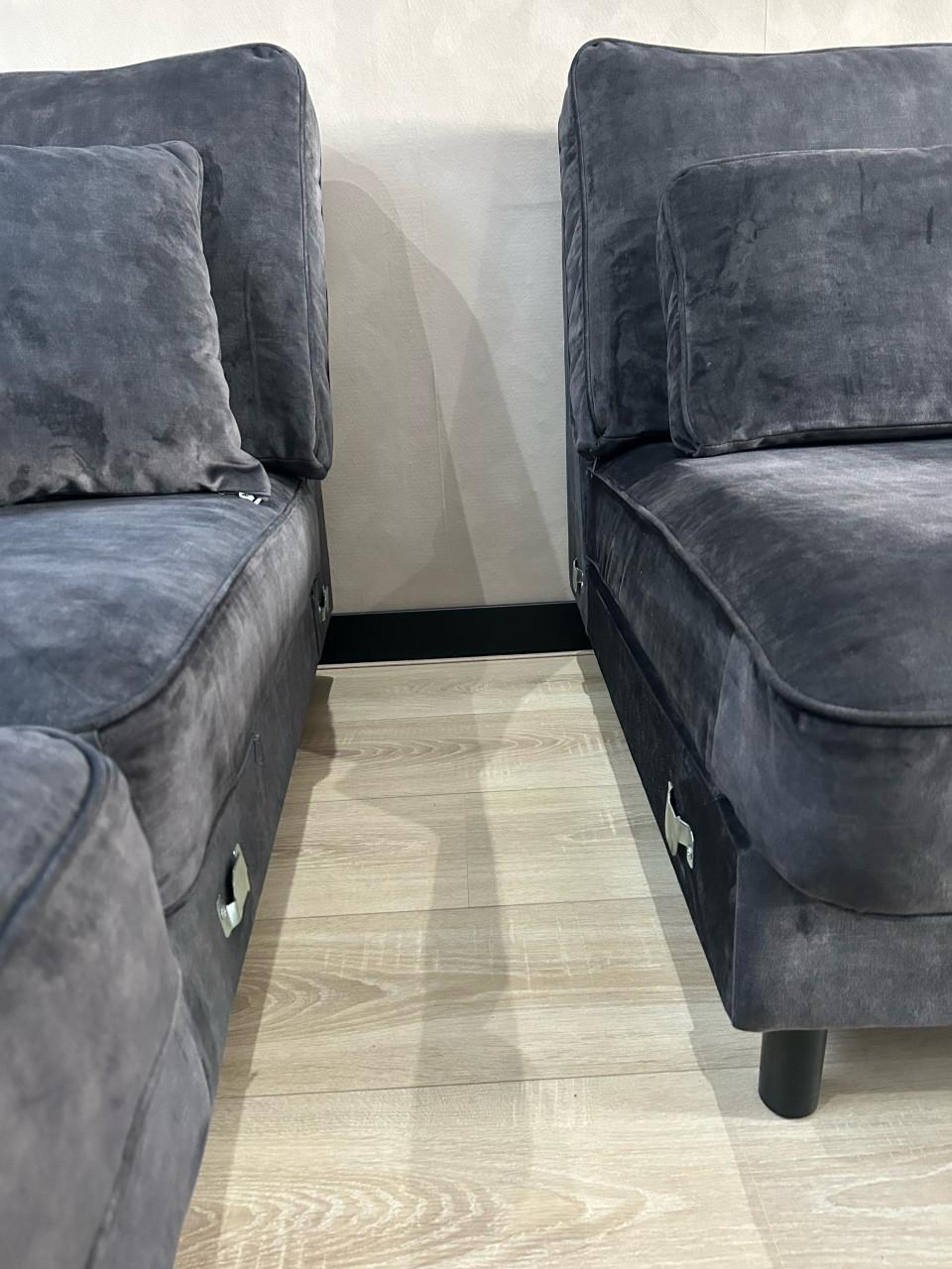 Z.G.A.N velvet antraciet hoekbank en salontafel