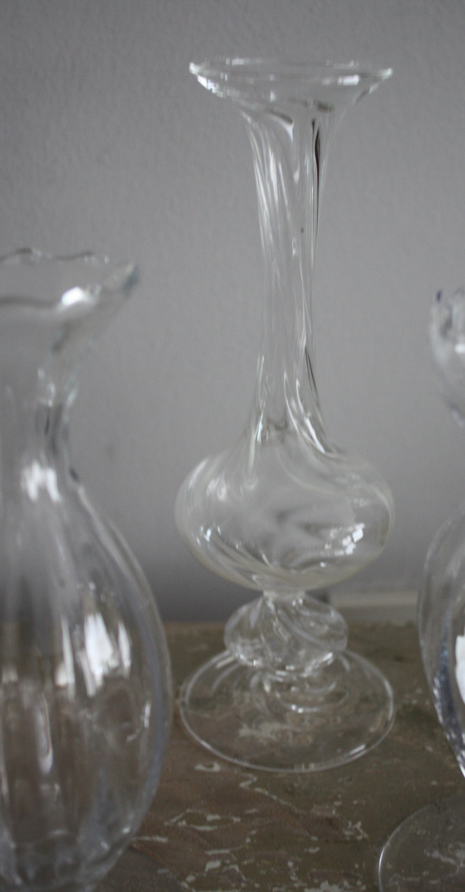 Set van 3 transparante glzaen vaasjes