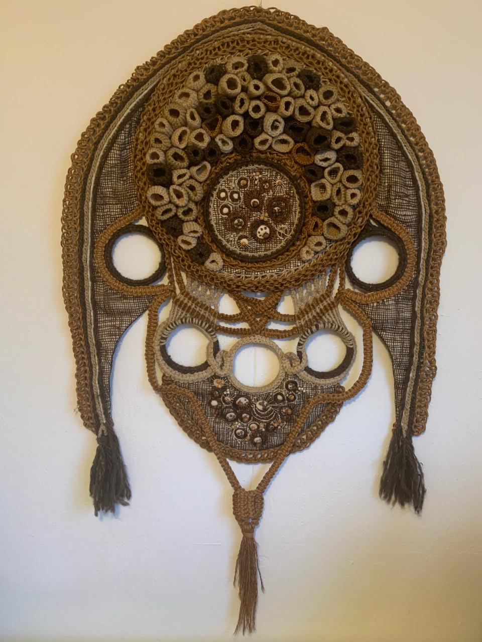 Prachtig vintage handgemaakte macramé wanddecoratie