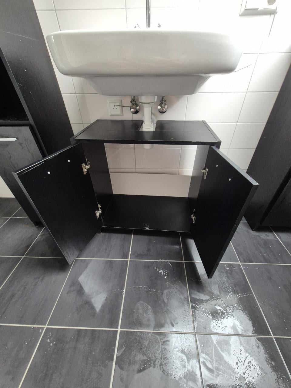 VidaXL 3-delige badkamermeubelset zwart eiken | nieuwprijs ± €269