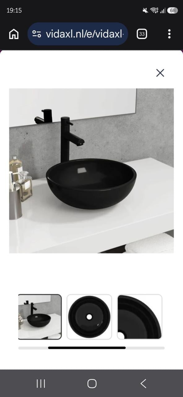 Zwarte waskom nieuw in doos