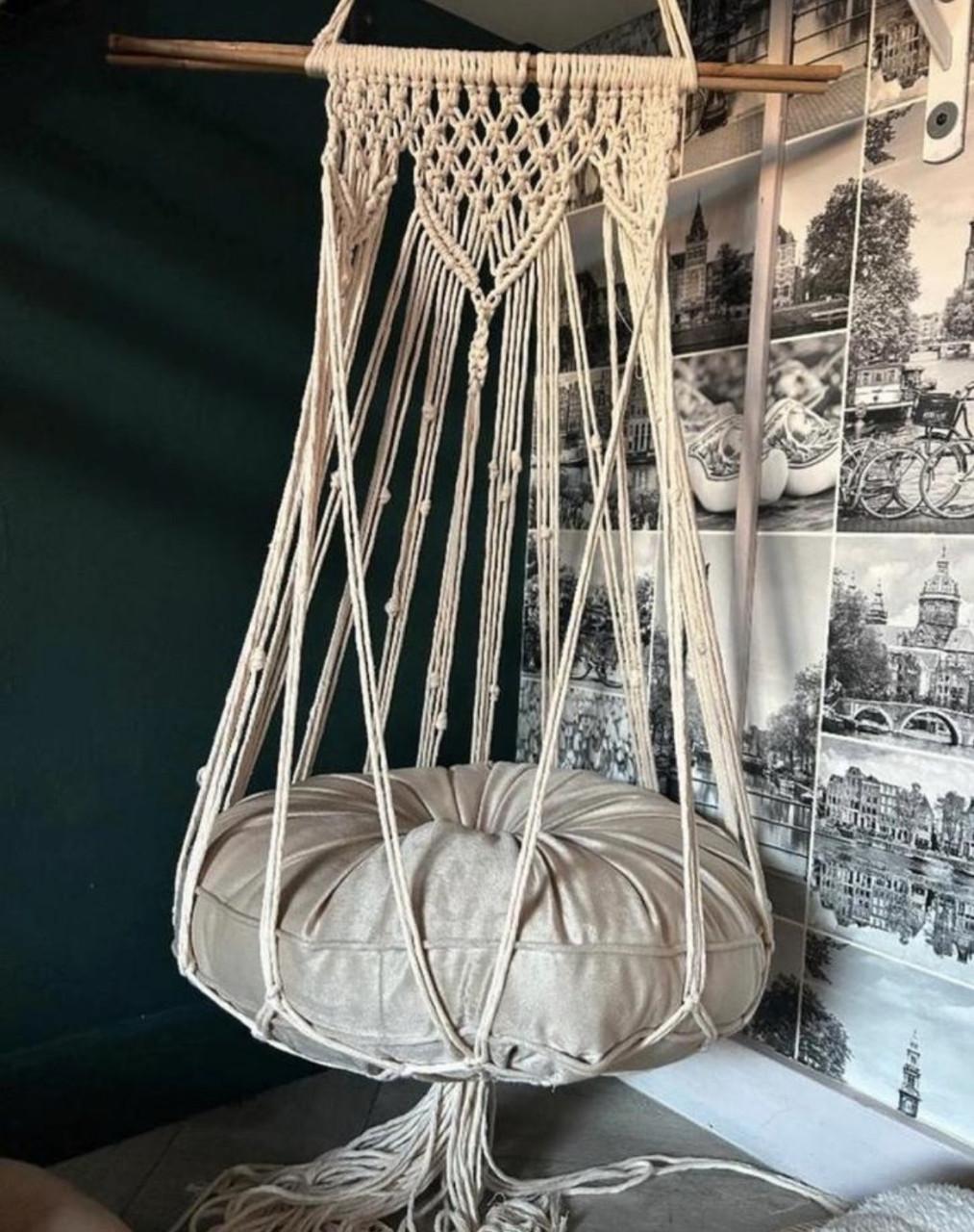 Nieuw! Handgemaakt! Macramé kattenhangmand