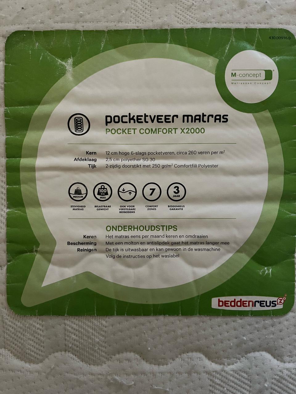 Matras, 120x200, pocketvering